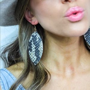 Snakeskin Faux Leather Drop Earrings